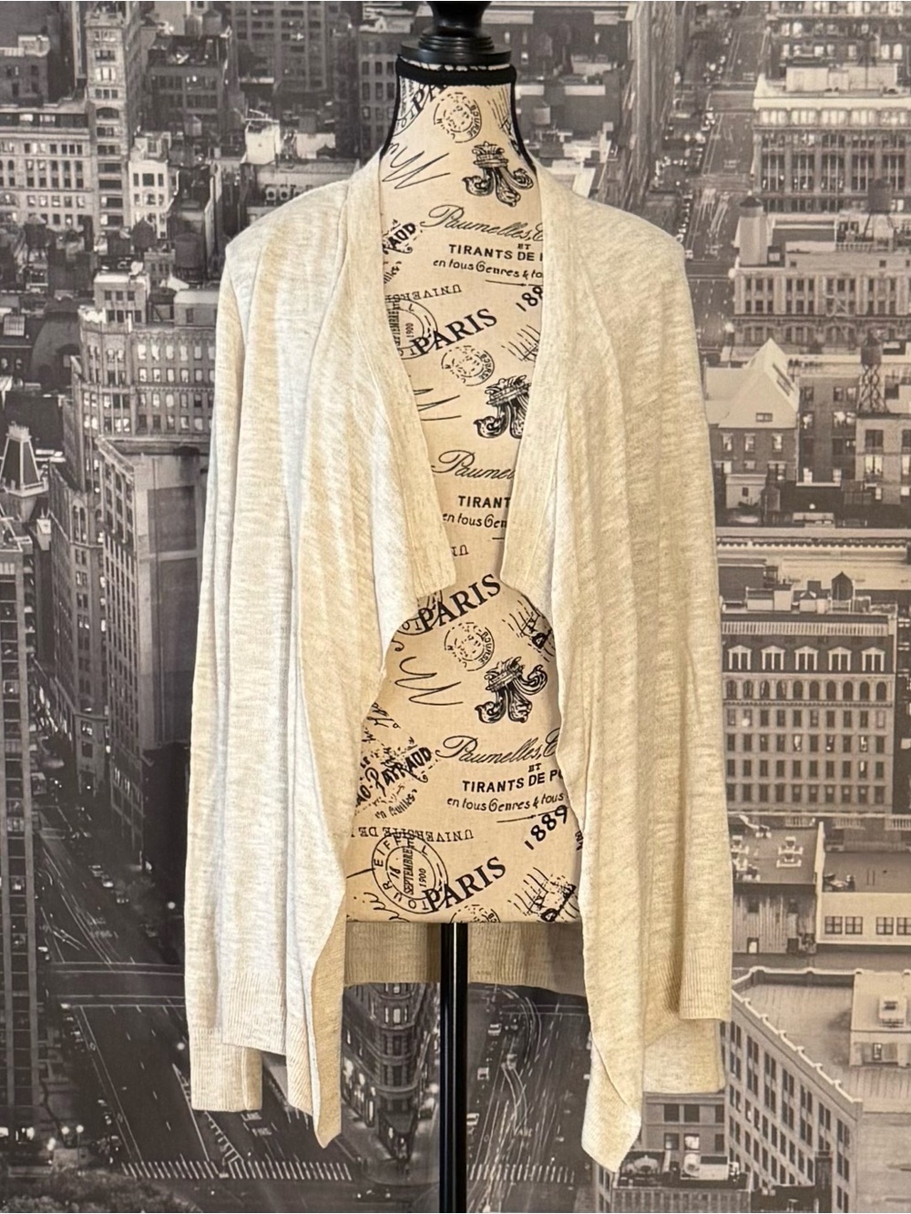 Ann Taylor LOFT Linen Blend Open Front Cardigan Sweater in Oatmeal Beige